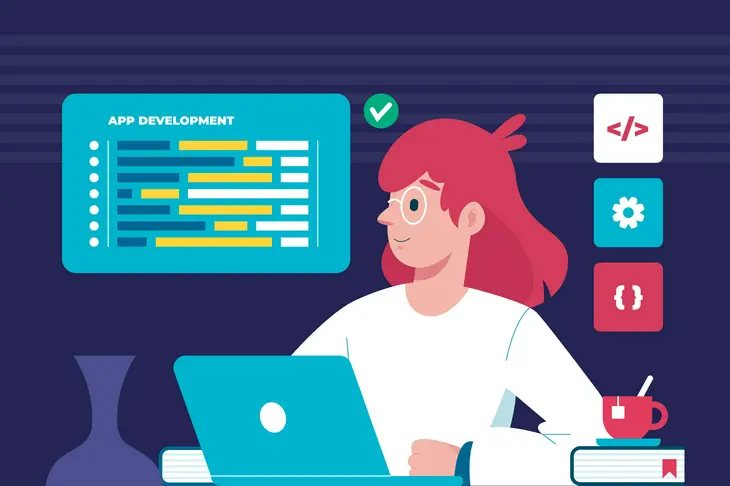 Graphic illustration of the evolution of SwiftUI from its inception to the latest advancements, symbolizing the continuous evolution of iOS app development. Developer working with SwiftUI code in Xcode, highlighting the intuitive and declarative nature of SwiftUI syntax.